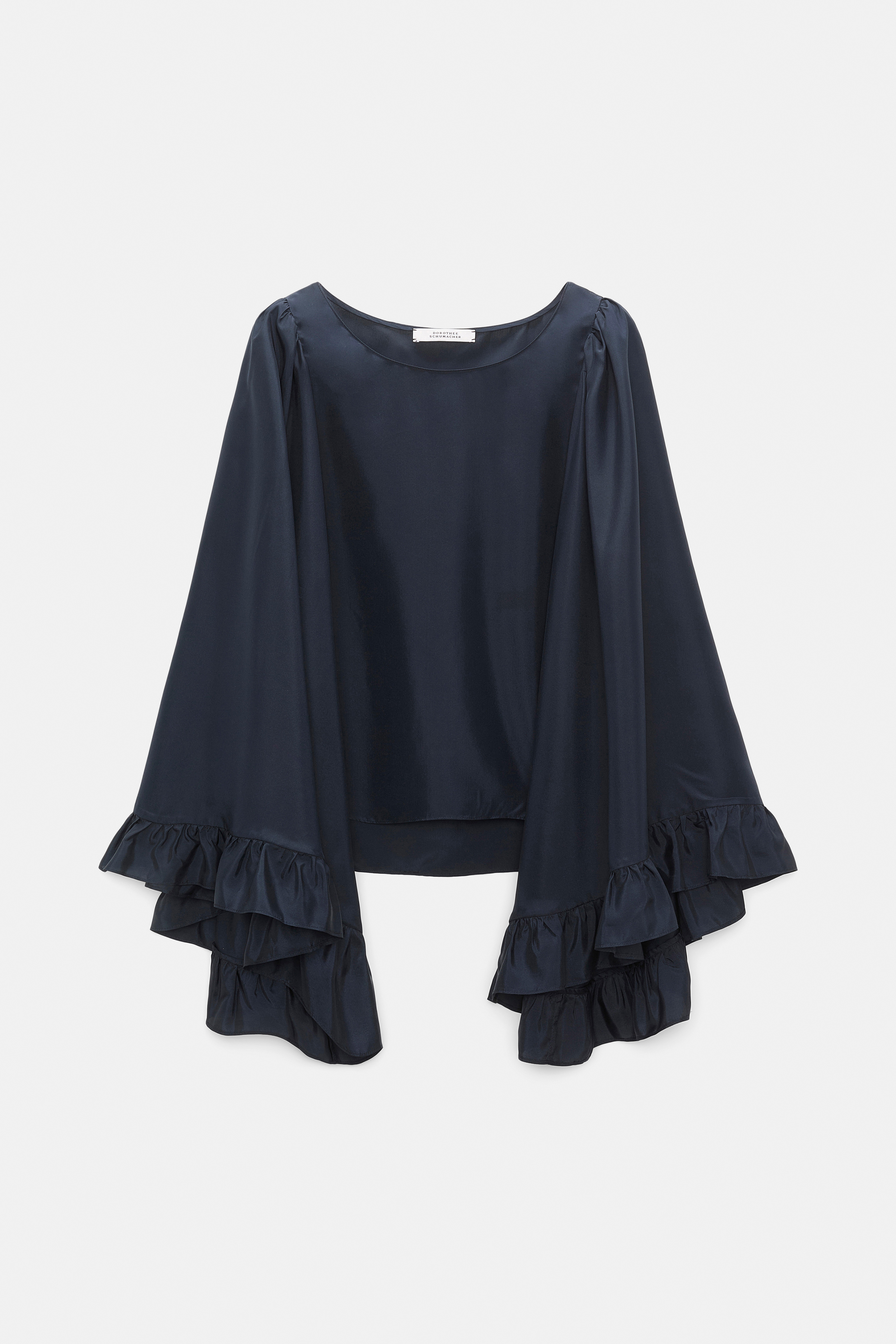 Dorothee Schumacher T-shirt style blouse in Habotai silk dark navy